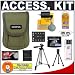 Olympus Green Neoprene Camera Case with Olympus M-2GB xD-Picture Card + Spare Li-42B Battery + Tripod + Accessory Kit for Stylus 840, 850 SW, 1040, 1050 SW, FE-320, FE-340, FE-350, FE-360, FE-20 Digital Cameras
