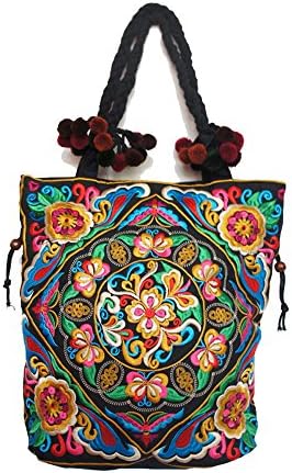 Handmade Vintage Bohemian Boho Hippie Gypsy Indian Hmong Tribal Ethnic Handbag Shoulder Bag Small Flower (CB005) - Shipped by Fedex FREE (Asia &amp; Europe)