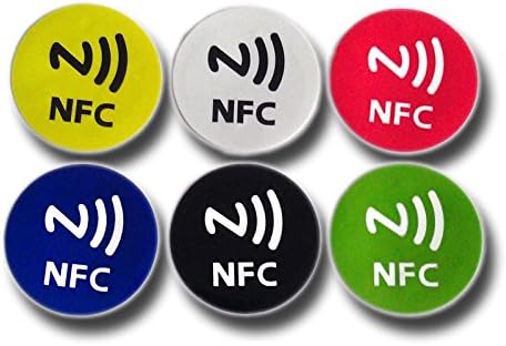 Lenfc NFC Smart Tags Adhesive Sticker Ntag203 (6 Packs + 1 Keychain) - Writeable &amp; Programmable for Samsung,lg,htc,nexus and NFC Enabled Devices