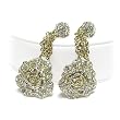 Golden Crystal Stud Flower Chain Dangle Earrings Fashion Jewelry