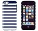 DandyCase 2in1 Hybrid High Impact Hard Navy Blue & White Stripe Pattern + Silicone Case Cover for Apple iPhone 5C Screen Cleaner