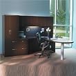 Cherry,Graphite Mayline Aberdeen Peninsula Return, Credenza, Hutch with Wood Doors, Pedestal and Storage Tower