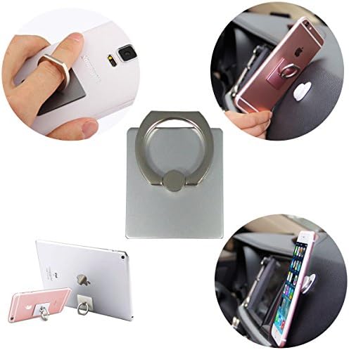 Car Mount Holder for Smart Phone Universal Ring Grip for Any Smart Device - Silver