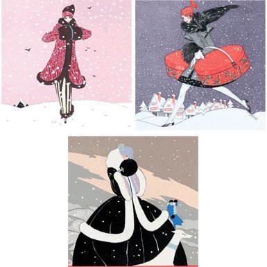 Fashionable Christmas Pack of 12 Christmas Cards (Triple Pack)||RF10F