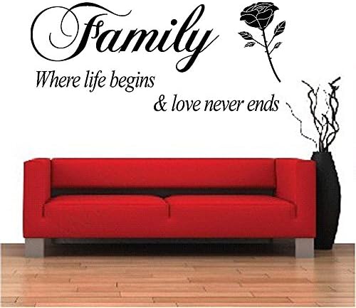 Removable PVC Wall Sticker Decal Mural DIY Room Art Decor Rose FAMILY Quote