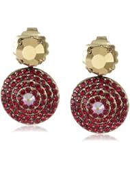 Sorrelli "Ruby Cocktail" Sparkling Red and Gold Crystal and Pave Post Earrings