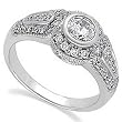14K White Gold Decorative Diamond Engagement Ring (Center stone is not included)