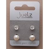 2 Crystal & Pearl Stud Earrings IN1374