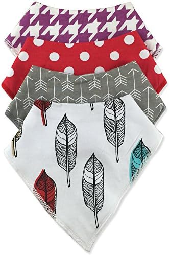 Baby Bandana Drool Bibs for Boys and Girls - 4 Pack Unisex Gift Set - Made of Cotton / Fleece - Adjustable Snap - Soft and Absorbent