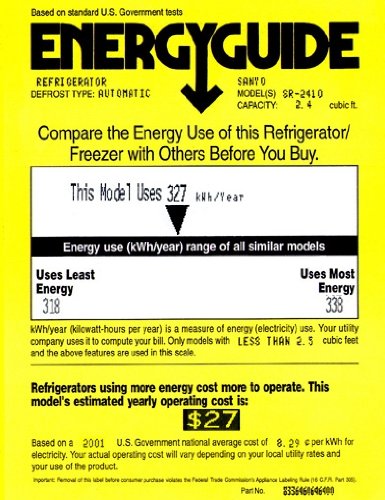 Sanyo SR-2410K 2.4-Cu-Ft Mid-Size Refrigerator, Black