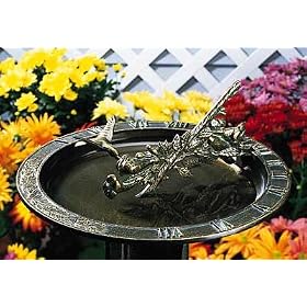 Hummingbird Bird Bath and Sundial Combo (Weathered Bronze)