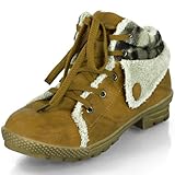 Damen bequeme knöchelhohe Schnürstiefeletten mit Blockabsatz TR-54 Camel Gr. 36