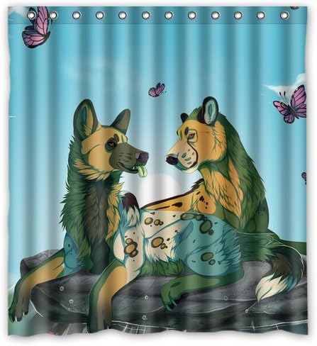 SYSF Colorful Wolves Lover Betterflies Custom Made Waterproof Shower Curtain Bathroom Products Curtains Size66x72 Inches