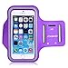 MoKo Phone Armband, Water Resistant Running Cell Phone Armband with Key Holder Adjustable Band Compitable with iPhone 11 Pro, X, Xs, 8, 7, 6, 6s, 5s, 5c, SE, 5, 4S,4 for Walking Fitness, Purple