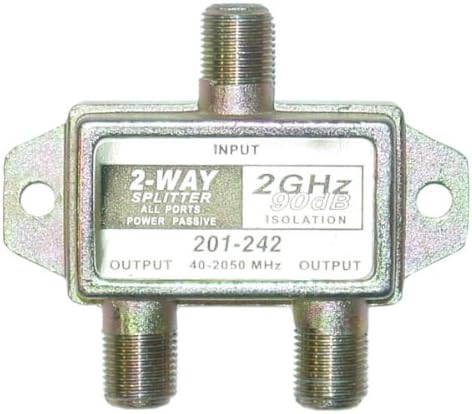 F-pin Coaxial Splitter, 2 way, 2 GHz 90 dB, DC Passing on Both Ports