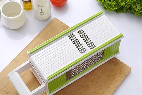 Nuliah® 4-Sided Hand-held Grater Mandoline Slicer Set 5 in 1 with Tray and Peeler, Kitchen Vegetable Fruit Julienne Slicer, Stainless Steel Sharp Blade