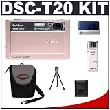 Sony CyberShot DSC-T20 8.0 Megapixel Digital Camera (Pink) with 3x Optical Zoom + High Speed USB 2.0 Memory Stick (MS) Card Reader + Digital Camera Case