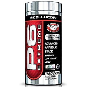 Cellucor P6 Extreme Natural Testosterone Booster for Muscle, Strength, Endurance & Libido Enhancer, 180 Capsules, G3