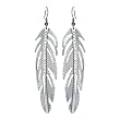 Silvertone Crystal Long 2" Feather Fashion Earrings