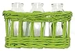 Hand Woven Kiwi Green Painted Willow Basket with 3 Glass 4oz Bottles 7"L x 3.5"W x 4"H Set / 2