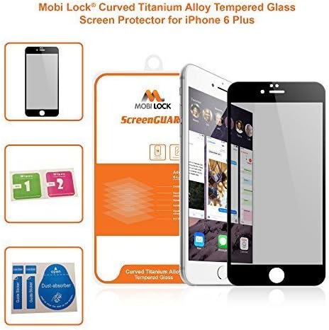 Apple iPhone 6 Plus / 6S Plus Black Edge Curved Titanium Alloy Ultra Thin (0.26 mm) Tempered Glass Screen Protector (Pack of 1) - by Mobi Lock