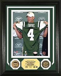 Brett Favre NY Jets "Press Conference" 24KT Gold Coin Photo Mint