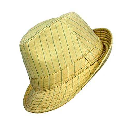 Tan & Navy Blue Classic Pinstriped Fedora Hat