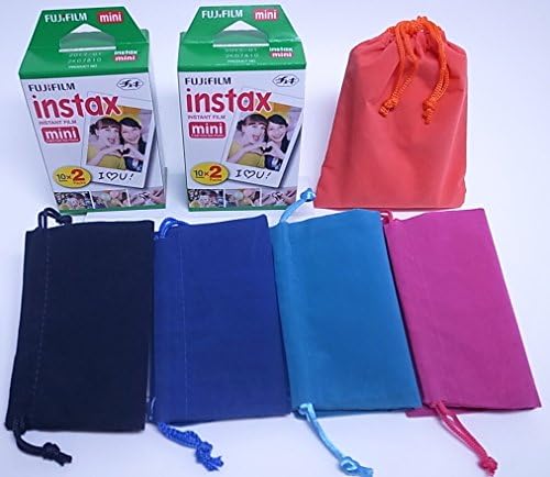 Fujifilm Instax Mini Twin Pack X 2(40 sheets) with carrying pouch (one of 5 colors)
