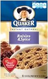 Quaker Instant Oatmeal Raisin & Spice, 10-Count Boxes (Pack of 4)