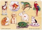 kids and infants educational toys item: Wooden Pets 9-piece Peg Puzzle