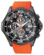 Citizen #BJ2118-09E Men's Eco Drive Depth Meter Chronograph Imperial Orange Rubber Dive Watch
