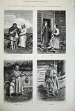 1877 RUSSIAN PEASANTS MAN WOMAN YOUNG GIRLS MOUJIK ART