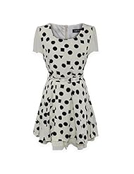 Puff Sleeves Polka Dot Print Chiffon/Polyester   Dress With a Bow(s)