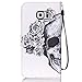 Urberry S6 Edge Plus Wallet Case, Skull and Flower Print Case for Samsung Galaxy S6 Edge Plus, Shock-proof Case with a Free Screen Protector