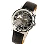 New Men's Black Dial Leather Band Strap Luxury Stainless Case Hand-Wind Up Mechanical Wrist Watch
