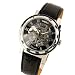 New Men's Black Dial Leather Band Strap Luxury Stainless Case Hand-Wind Up Mechanical Wrist Watch