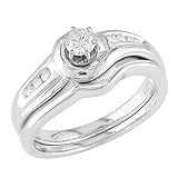 14K White Gold 1/3 Carat Swirl Setting Diamond Bridal Ring Set