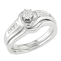14K White Gold 1/3 Carat Swirl Setting Diamond Bridal Ring Set
