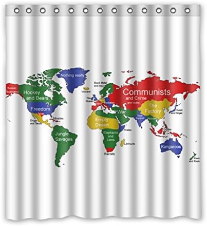 Custom Polyester Shower Curtain 66" x 72" World maps simple fashion funny