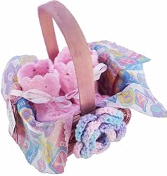 Handmade Baby Booties in a Basket - Candy Pink (100% Hand-crocheted) [Apparel]