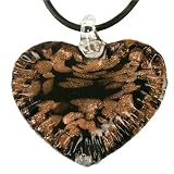 51ZRRaWL6tL. SL160  Murano Glass Heart Necklace Pendant Brown Bronze Black Swirl Glitter Wire Necklace by Bucasi