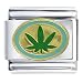 Green Hemp Leaf Flower Italian Charms Bracelet Link