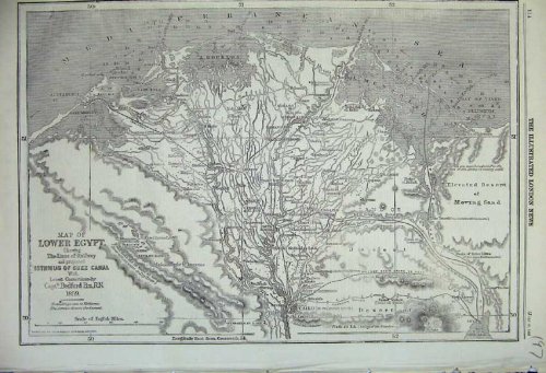 1859 MAP LOWER EGYPT RAILWAY ISTHMUS SUEZ CANAL ATLAS