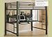 Black Metal Loft Bed Bedroom Computer PC Desk Station
