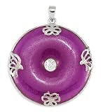 925 Sterling Silver Purple Jade Good Luck Charm Pendant