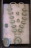 Needlepoint Turquoise Squash Blossom Necklace Set