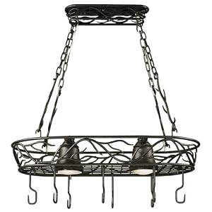 Hunter Lighting 90308BRZ Bronze Twigs 2 Light Pot Rack from the Twigs Collection, Includes 8 Hooks