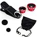 SHEENROAD Universal 3 in 1 Fish Eye & Macro Clip Camera Lens Kit for iPhone 4 4S 4G 5 5G /Samsung Galaxy HTC Etc Most Cellphone Smart Phones