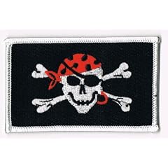 Aufn�her / Patch PIRAT mit Kopftuch - mit Kettelrand, Gr�sse ca. 9 x 5,5 cm
