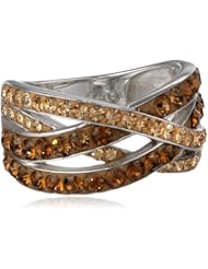 Sterling Silver Smokey Crystal and Colorado Topaz Crystal Criss Cross Ring